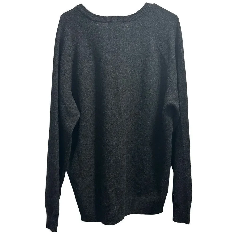 Men's Grey L.L. Bean 100% Lamb's Wool V-Neck pullover Sweater Size XL